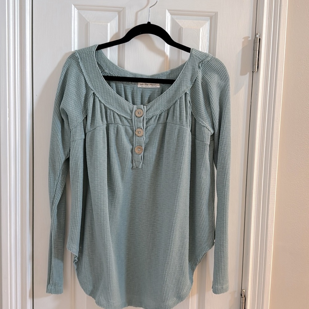 Free People We the Free Henley Waffle Knit Thermal Top - Picture 2 of 11